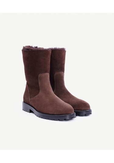 Yargıcı İçi Kürklü Deri Uzun Bot 25kkay4020x 003 Kahverengi