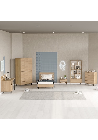 Robin Home Lidya Genç Odası Takımı 6'lı Set Sepet Kahverengi