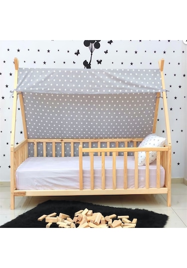 Markaawm Bodrum Montessori Yatak Ahşap Doğal Çam Karyola Akçaağaç