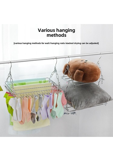 Yaozixa Çelik Çorap Kurutma Rakası - 100 Klipsli, Kalınlaşmış, Manyetiksiz, Çok Amaçlı Balkon Giysi Kurutucu 40cm Diğer