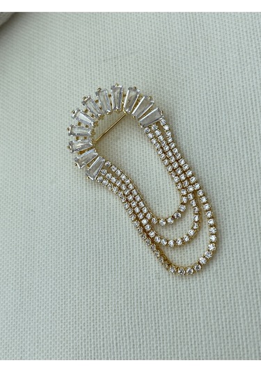 Kyver Su Yolu Sallantılı Zirkon Taşlı Broş