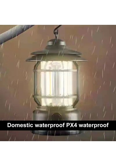 Youtek Klasik Kamping Feneri, 360 Aydınlatma, Düğme İle Parlaklık Ayarlı, Ipx4 Su Geçirmez, 1200mah Pil, Asker Yeşili Şarjlı Yeşil