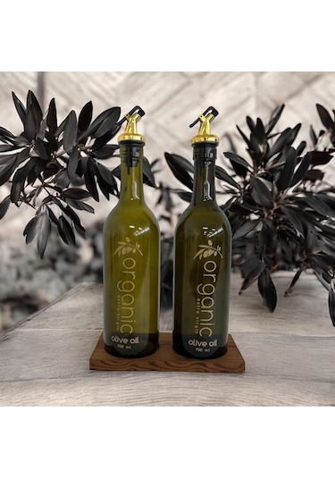 Selka Home 2'li Ahşap Stant Organıc Oıl Yağlık 750 Ml 001