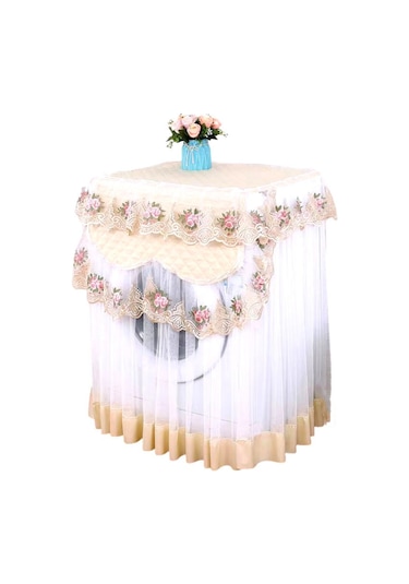 Kangvka Sarı Peleren Desenli Çamaşır Makinesi Toz Koruyucu Kılıf - Ev Dekorasyonu Ve Hediye Seçeneği - 60x60x85 Cm Sarı