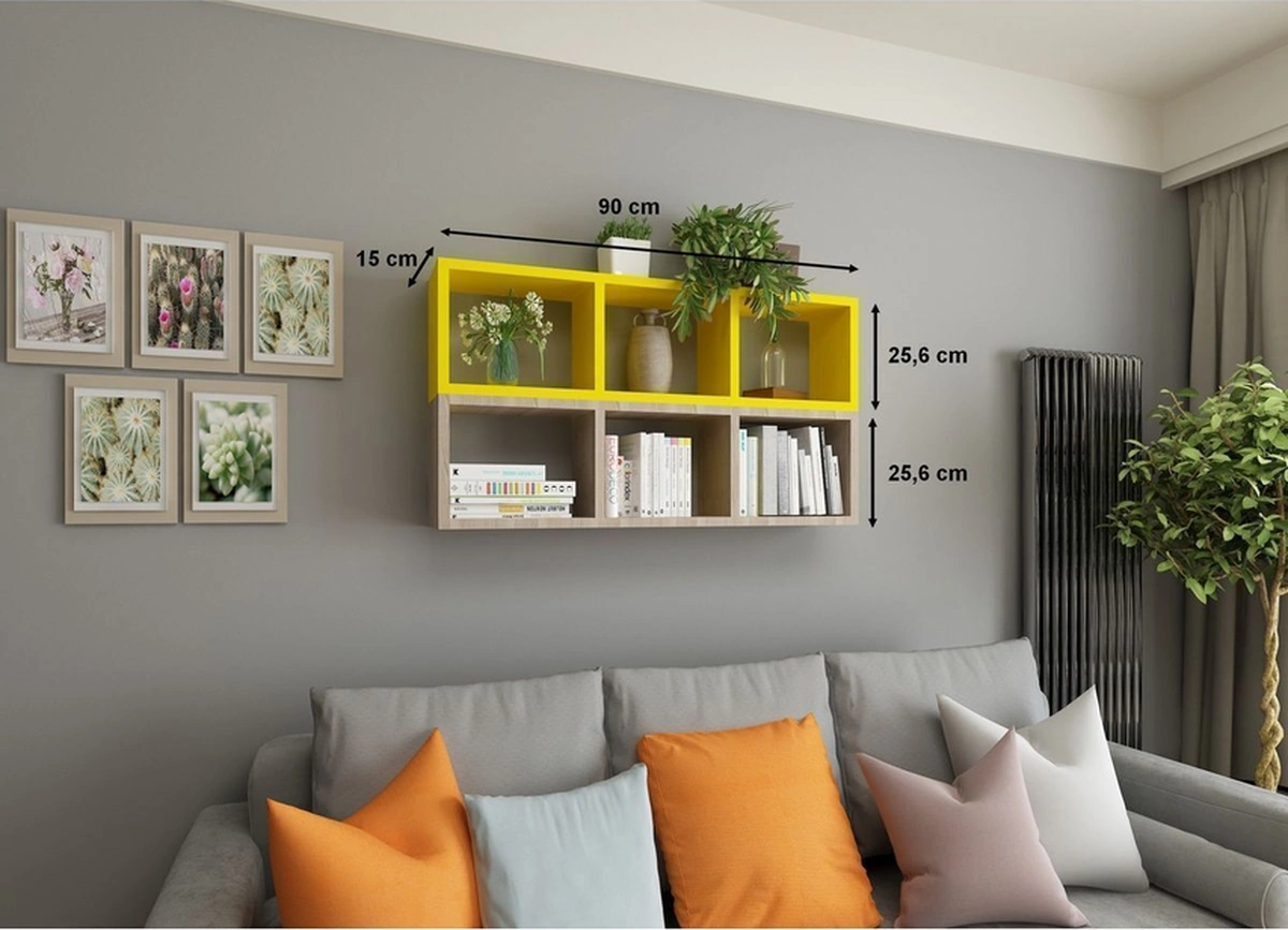 Kitaplık Duvar Rafı Mobilya Ikili Renkli Takım Sarı Cordoba Sarı-cordoba