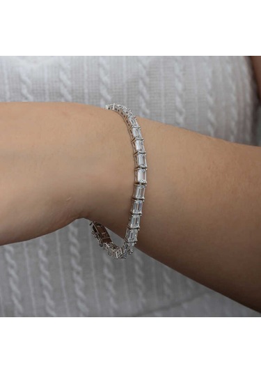 Blackcraft Gümüş Beyaz Taşlı Su Yolu Kadın Bileklik Bc-2cf084