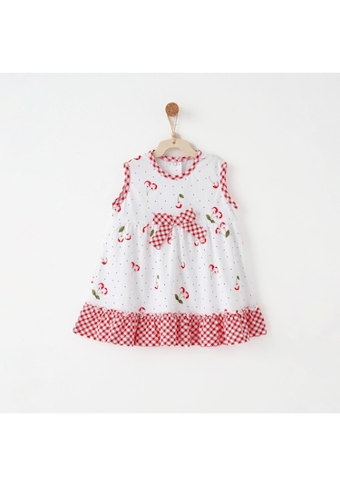 Andywawa Kız Bebek Elbise Dress Cherry Chatty Anw-ac26688 Ekru
