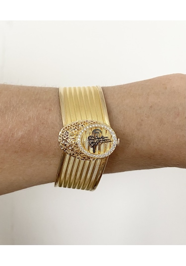 Bydevli Tuğralı Hasır Altın Kelepçe-bbyd850 Sarı Altın