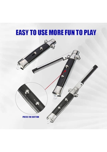 Katlanır Saç Tarağı Sakal Tarağı Kıllar Fırça Paslanmaz Çelik Basın Düğmesi Anahtarı Güzellik Taraklar Erkek Kadın Saç Stili Aksesuarları