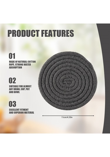 Adet Bardak Altlığı Tutuculu, 4 Renk Emici Bardak Altlığı Beyaz - Gri