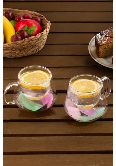 Perotti 16798 Double Feather Çift Cidarlı Kupa 2 Adet 200 Ml Şeffaf