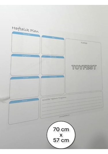 Duvara Kendiliğinden Manyetik Yapışan Haftalık Program Planlayıcı Takvim 70 X 57 Cm Şeffaf