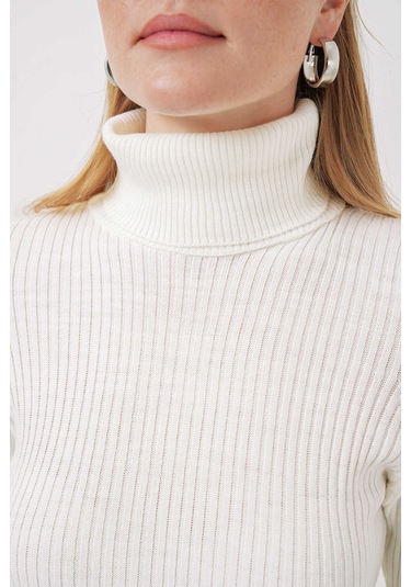 Gabria Fitilli Balıkçı Yaka Kazak beyaz