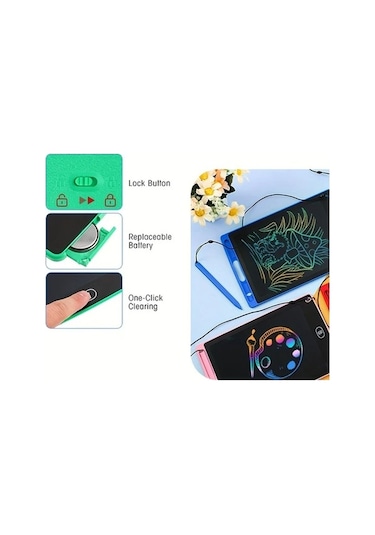 Trendooze Yeşil Gaojunshop01 Eğitici Lcd Yazı Tahtası Çizim Tableti Tek Tıkla Silme Yeşil