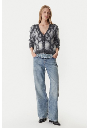 Only Kadın Onledelıe V Yaka Desenli Yün Hırka 15353090 Gri Gri