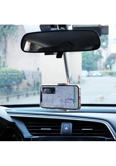 Zhltools Araç İçi Dikiz Aynası Telefon Tutucu Teleskopik Telefon Tutacağı Beyaz Beyaz