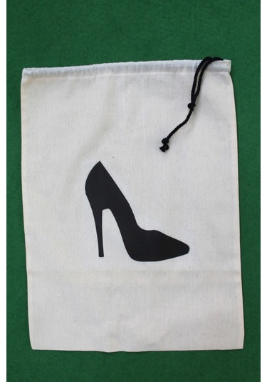 2 Adet Stiletto Baskılı Keten Ayakkabı Poşeti - Ayakkabı Düzenley