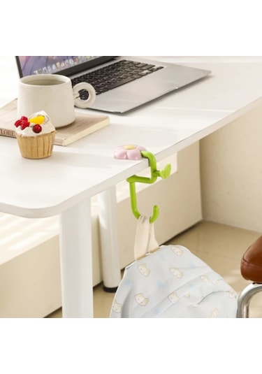 Elmpaly Pembe Ayarlanabilir Döner Masa Askısı Çıkarılabilir Çanta Askılığı Ofis Okul Pembe