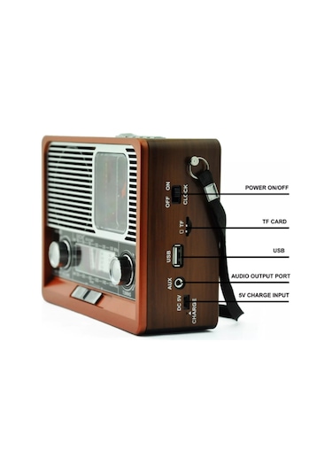 Everton RT-306 Bluetooth Usb/SD/Aux/FM Radyo Saatli Ahşap Nostalji Radyo