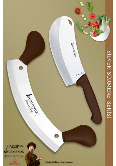 Sürmene Silver Serisi Kahve Sap Mutfak Bıçak Bıçağı Salata Börek Bıçağı Pizza Bıçağı 2 Li Srm-036 Kahverengi