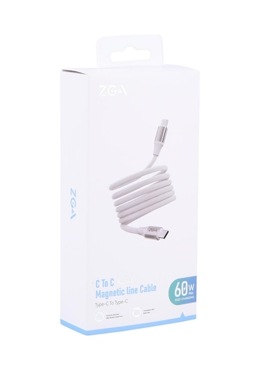 Zga Cb13 60w Tip-c Tip-c Alüminyum Alaşımlı Manyetik Veri Kablosu, Uzunluk: 1m Beyaz