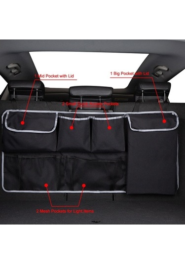 Novahub Araç Bagaj Organizatörü, 4 Cep 2 Ağı Mesh Torba, Su Geçirmeyen, Katlanabilir Yük Torbası, Suv Kamyon Mpv İçin