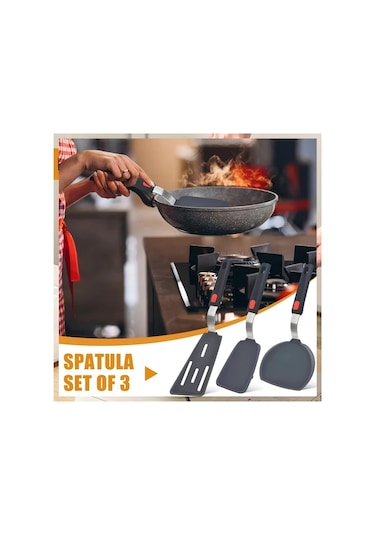 Brightnova 3 Pack Spatula 3 Adet Silikon Spatula Seti 600 C Isıya Dayanıklı Yapışmaz Tencere Mutfak Aletleri Ahşap