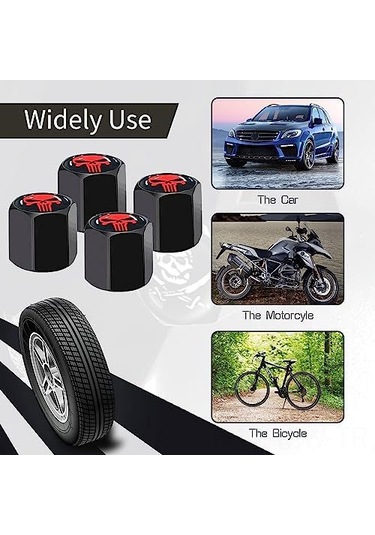 Moveevo Oto Lastik Valf Kapağı 4'lü Set - Hırsızlık Ve Toz Koruma - Siyah Renkli Dikizli Kapaklar