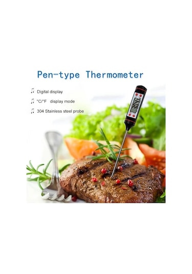 Oldfriend Siyah+beyaz Dijital Et Termometresi Yemek Fırın Barbekü Sıvı Sıcaklık Ölçer