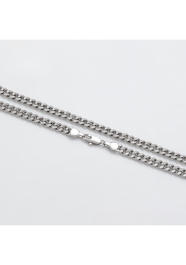 Platin Kaplama Klasik Gurmet Zincir Kolye / 50 Cm Silver