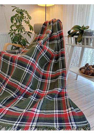 Skoç Battaniye Tek Kişili Kırmız-yeşil Skoç Battaniye