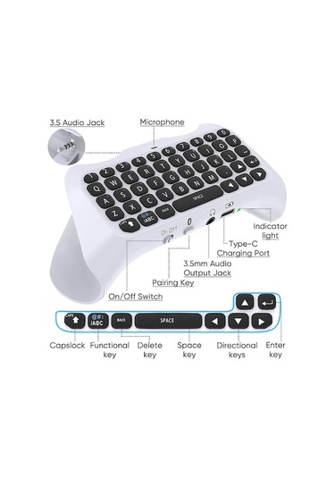 Carrier Ps5 Bluetooth Kablosuz Klavye - Mini Oyun Kumandası,