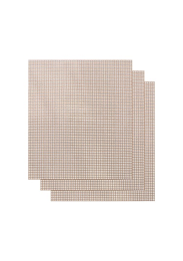 Moveevo 3'lü Kahverengi Ptfe Izgara Matı - Yağsız, Temizlenmesi Kolay, Tekrarlı Kullanım, Isı Dayanıklı Cam Fiber Ağı Çok Renkli