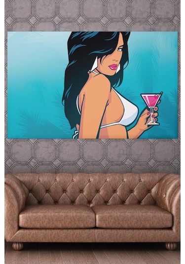 Vice City Oyun Kadın Kanvas Tablo