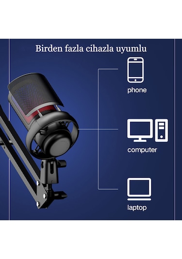 Rgb Ve Usb Podcast Gamer Youtuber Mikrofon Seti Online Ders