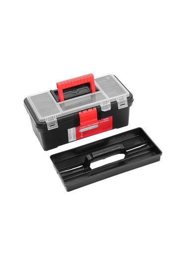 Suofeng 12,5 İnç Şeffaf Kapaklı Taşınabilir Plastik Alet Çantası - Bölmeli Ve Tepsili Pratik Ev Alet Saklama Kutusu