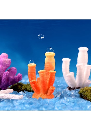 Sones 10 Pcs Simülasyon Reçine Mercan Akvaryum Balık Tankı Küçük Süsler, Renk: No. 8 Renkli
