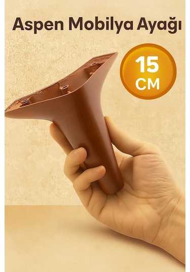 Aspen Mobilya Ayağı 15 Cm Ahşap Desenli Kanepe Koltuk Tv Ünitesi Baza Uyumlu Kahverengi