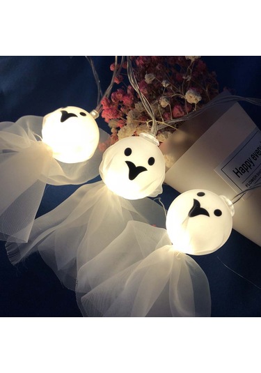 Suofeng Halloween Dekoratif Işık Zinciri 10 Led Fantom/kemik/örümcek Desenli Pil Yok Duvar/veranda Süsü
