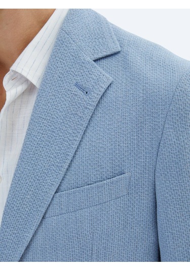 Mavi Desenli Modern Fit Ceket Mavi