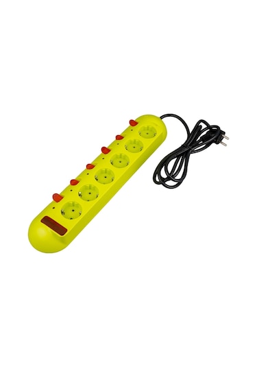 Vea Ve-e60 6 Lı 1.5 Metre Ayrı Anahtarlı Grup Priz Uzatma Kablosu 3860 Watt 16 Amper Isıya Dayanıklı