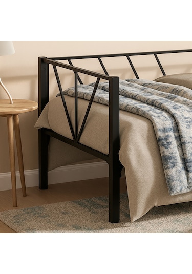 Alchera Daybed Tek Kişilik Sedir Metal Karyola Siyah