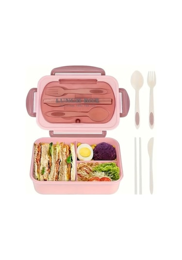 Trendooze Gaojunshop01 Mavi 3 Bölmeli Bpa İçermeyen Mikrodalgada Kullanılabilir Silikon Yemek Kutusu Mavi