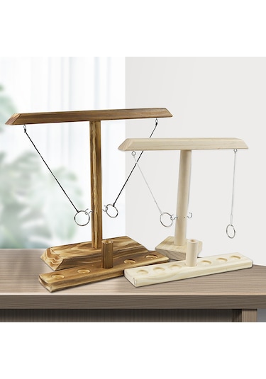 Ximistore9 Orta Boy 30cm Karbonize Ahşap Halka Atma Oyunu - Çift Kişilik Masa Oyunu - El-göz Koordinasyonunu Geliştirir