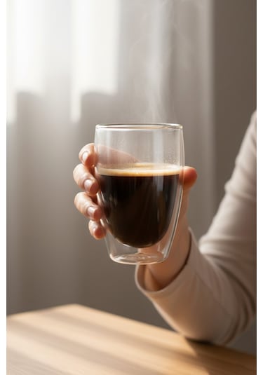 Roma 2 Adet Çift Camlı Çift Cidarlı Bardak 450 Ml Şeffaf
