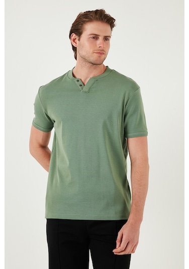 Buratti Pamuklu V Yaka Slim Fit Erkek T Shirt 5902122 Elma Yeşili