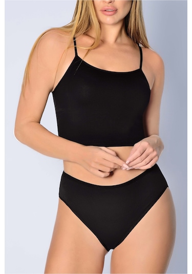 Penye Likralı Bikini Siyah
