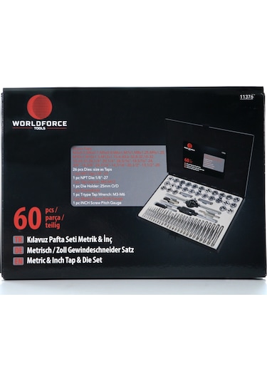 Worldforce 60 Parça Pafta Kılavuz Seti S2 Çelik Profesyonel N11.1200