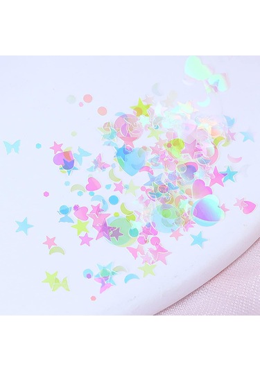 Holografik Parlak Şeffaf Tırnak Süsleme Folyo Pulları Karışık Dizayn Kelebek Kalp Yıldızlar Nail Art