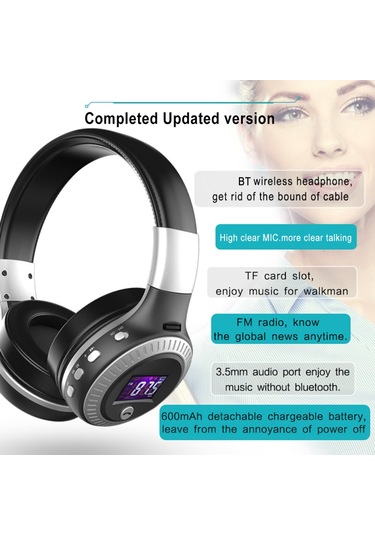 Kablosuz Kulaklık - Kartlı, Siyah